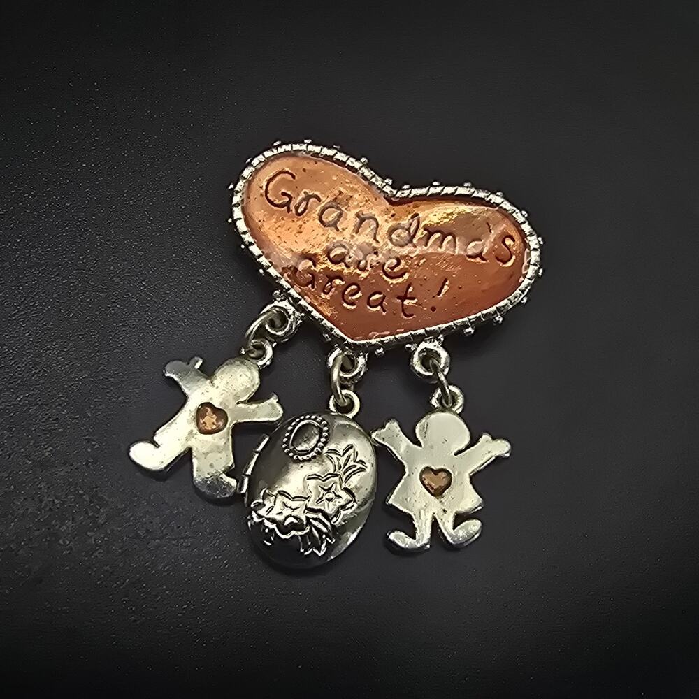 Danecraft Grandmother's Locket Brooch Silver Tone Charm Mother's Day Gift